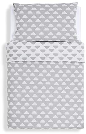 Snüz Baby Bettwäsche Set, Kinderbettwäsche 100 x 120 cm & 40 x 60 cm - Cloud Nine Wolkendesign, Bettwäsche Kleinkind, Atmungsaktive Jersey-Baumwolle, Langlebig, Passend zur SnüzKot-Bettdecke