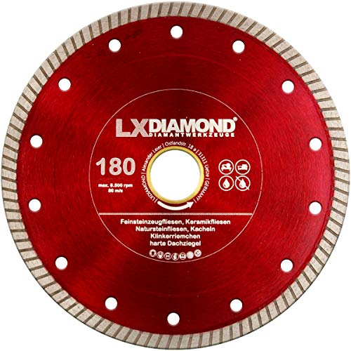 LXDIAMOND Diamant-Trennscheibe 180mm x 25,4mm Premium Diamantscheibe für Fliesen Feinsteinzeug Bodenfliesen Kreamik Natursteinfliesen Klinkerriemchen - extra dünn für exakte Schnitte 180 mm