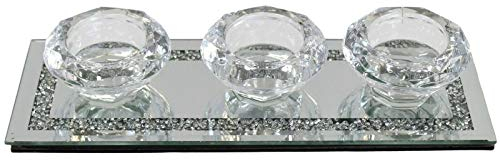 Teelichthalter aus Glas, verspiegeltes Glas, Kerzenhalter, Crushed Dimaonds Effekt