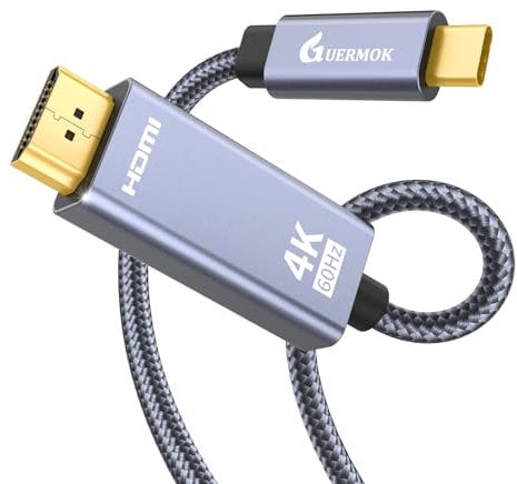 Guermok USB C zu HDMI Kabel 4K@60Hz, 6.56ft, Kompatibel mit MacBook Pro/Air, iPad Pro, Dell XPS, Surface, HDMI Capture Karten, Plug & Play, Thunderbolt 3 & 4 Kompatibel