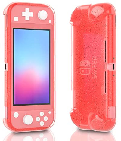 Crystal Grip Coque à paillettes pour Nintendo Switch Lite - Coque brillante en TPU pour Switch Lite - Corail