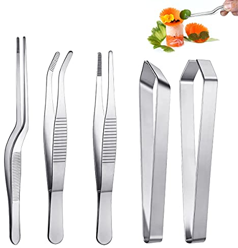 Juego de pinzas de cocina de acero inoxidable, juego de pinzas de cocina, alicates de pinzas inclinadas de 2 piezas, alicates de precisión de 3 piezas, para cocinar, reparar, manualidades, belleza