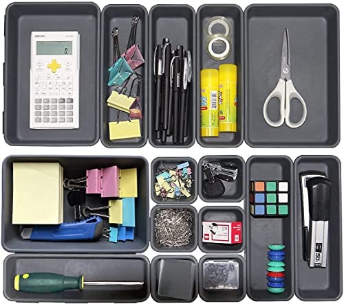 Kutesna 15 PCS Interlocking Desk Drawer Organiser Separator for Office,Bathroom,Kitchen,Makeup