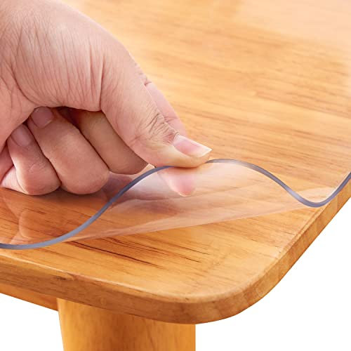 Transparenter Tischschutz, Kunststoff-PVC-Tischdecke, Unterlage, Kristall-Vinyl-Tischläufer, wasserdicht, abwischbar, Vinyl für rechteckig, Esszimmer, Wohnzimmer, Meeting-Tischmatte, Möbelschutz, gut