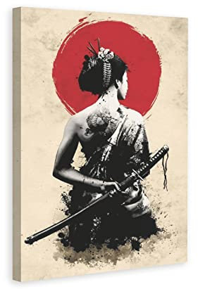 LAOAYI Japanische Geisha Samurai Kunst Gemälde Leinwand Poster Wandkunst Dekor Druck Bild Gemälde für Wohnzimmer Schlafzimmer Dekoration 40 x 60 cm