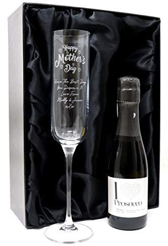 Personalised Fusion Flute & Mini Bottle in Silk Lined Gift Box - Mother's Day Design (Prosecco)