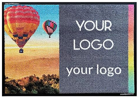 Personalisierter Teppich mit Logo, personalisierbare Fußmatte für den Eingangsbereich, Fußmatte mit Personalisierung (85 x 120 cm)