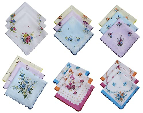 Baoblaze 18 Taschentücher aus weicher Baumwolle für Damen, Einstecktuch, Taschentücher, Geschenke, 11,81 x 11,81