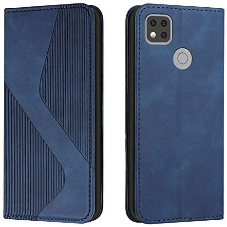 Mo-Somnus Funda para Xiaomi Redmi 9C, Funda Carcasa de Cuero para Xiaomi Redmi 9C, Premium Cuero Billetera Flip Protectora Carcasa Magnético con Cáscara de TPU, Ranura para Tarjeta (Azul)