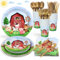 175 Pcs Farm Birthday Decorations Plates Set 25 Guests, Farm Animals Baby Shower Watercolor Paper Plates Napkins Cups Cutlery Set Party Supplies