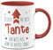 Tassenbrennerei Tasse So sieht die beste Tante der Welt aus wenn sie Kaffee trinkt - Geschenk mit Spruch lustig (Tante-Rot)