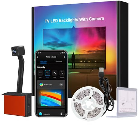 GUPUP TV LED Backlight for 55-65 TVs, BGRIC Backlight Sync to Screen & Music, 12.5ft TV Led Backlights for LED Show, Gaming Room, App Control