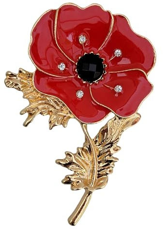 GFM® Brosche mit Mohnblumen-Brosche zum Gedenktag (BRCH-PPY), S, Metall, Kristall