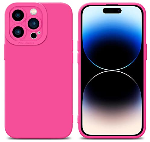 Cadorabo Hülle kompatibel mit Apple iPhone 14 PRO MAX Schutzhülle TPU Silikon Case Liquid Design mit Kameraschutz Slim Kratzfest Weiche Gummi mit Rundumschutz Case Hülle für iPhone 14 PRO MAX in Pink