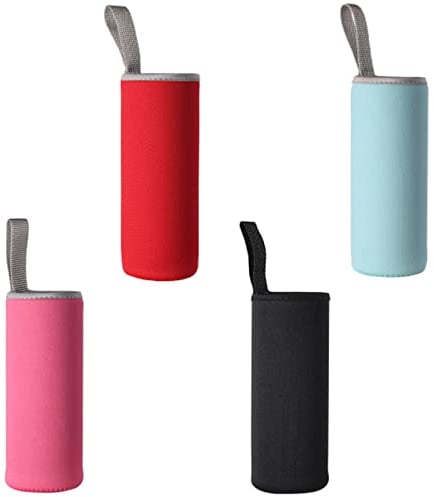 Generic 4Pcs Neoprene Water Bottle Holder, 550 ml, Black, Blue, Rose Red, Adult, Sporty, Outdoor, Hiking, Reusable, Round, 7.5 cm x 18 cm, Machine Wash, 4 Count