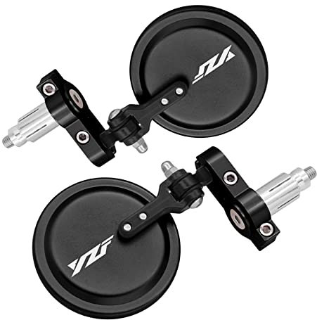 Seitenspiegel Für Yamaha YZF R3 R1 R6 R15 R25 YZF 125 250 350 FZ1 FZS 1000S Motorrad Spiegel Runde Klappbar End Seitenspiegel Zubehör (Color : Schwarz)