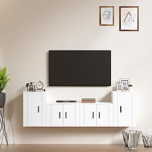INLIFE 3188542 Ensemble de 4 meubles TV en bois Blanc 48,2 kg