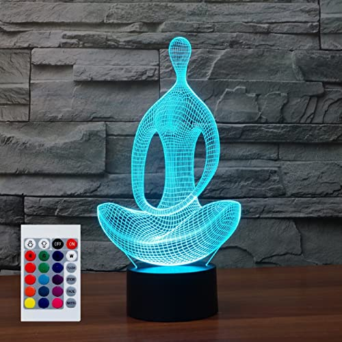 SUPERHONGJIHAO Nachtlicht für Kinder, 3D-Meditation, LED-Lampe mit Fernbedienung 16 Farben Geburtstagsgeschenk für Kinder