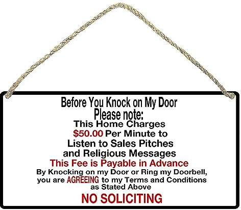 MAIYUAN Schild mit Aufschrift No Soliciting für Haus, lustig, bevor Sie an meine Tür klopfen, Holzschild zum Aufhängen, für Veranda, Zuhause, Büro, Türdekoration, 12,7 x 25,4 cm (ESD-8)