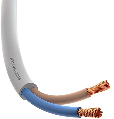 Amarcords - Cavo elettrico bipolare sezione 2x1,5mm colore BIANCO. Cavo di alimentazione tondo tipo H05VV-F, 10 metri
