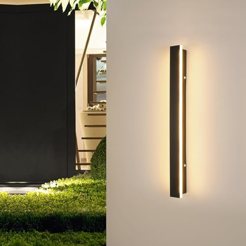 Mikeru 60CM Vertikale Wandleuchten, 22W Dreifarbiges Licht 3000k/4500k/6000k Wandleuchte IP65 Acryl lange Außenwandleuchten für Ladenfassade, Treppenhausleuchten