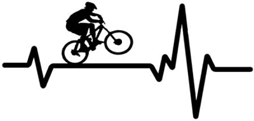 Autoaufkleber Und Aufkleber 16,9 Cm X 7,9 Cm Radfahren Mountainbike Helm Herzschlag Aufkleber Vinyl Schwarz/Silber Autoaufkleber (2 Stück)