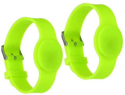 PATIKIL RFID Silicone Bracelet, 2 Paquet 13.56MHZ Smart IC Carte Bracelet Étanche Poignet Bande Accès Contrôle pour Natation Piscine Bain Centre, Fluorescent Vert
