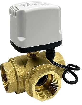 Motorisierter Kugelhahn 1/2'' 3/4'' 1'' 1-1/4'' Wasserdichter Messing-Motorkugelhahn 3-Draht 2-Steuerung T Typ 3-Wege-Elektrokugelhahn Rostschutz, Lange Lebensdauer (Size : DN32, Color : T TYPE_24_C