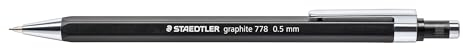 STAEDTLER graphite Druckbleistift 778, schlanke Sechskantform, Linienbreite 0.5 mm, Spitze und Clip aus Metall, 10 Druckbleistifte in der Kartonfaltschachtel,778 05-9