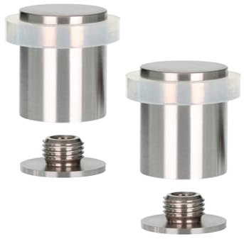 EVI Herrajes | Pack con 2 Fermaporte| Ø24 x 30 mm |Acciaio Inox Finitura Opaca con Gomma Bianca di Silicone Naturale | Compresi utensile, vite + tassello di fissaggio| I-181