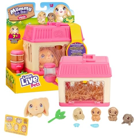 Giochi Preziosi Live Pets Mommy to Be Mini – Version Kaninchen, zum Füttern und Trinken und für 2 bis 4 Welpen, für Kinder ab 4 Jahren
