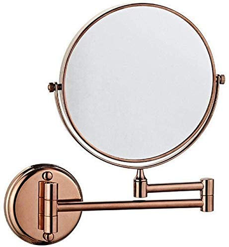 Miroir grossissant 3 Fois Miroir de Salle de Bain Mural Miroir de Rasage (Color : Rose Gold, Size : 8 inches)