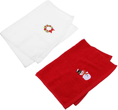 Anneome 2stücke Weihnachtliche Bestickte Handtücher Kleine Weiche Gesichtstücher Niedliches Weihnachtsmotiv Hautfreundlich Pflegeleicht Festliche Dekoration Für Küche Und Bad