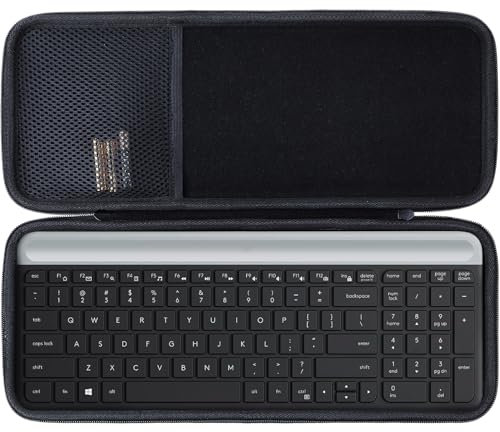 Lebakort Hard Travel Case for Logitech MK470 Wireless Mouse and Keyboard Kit (Black Case)