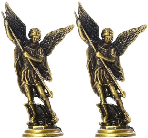 Wudaizhi Heilige Michael-Figur, Der Erzengel, Der Satan Besiegt, Wächterstatuen Aus Zinklegierung, Für Den Schreibtisch Zu Hause