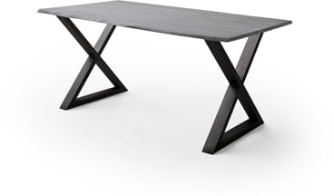 möbelando Baumkantentisch >Calabria< in Akazie grau/anthrazit - 180x76,5x90 (BxHxT)