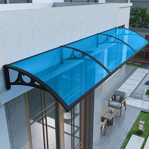 Blaue Vordach Haustür,Vordach Haustürvordach,Vordach für Eingangstür,UV-Schutz Pultvordach 60/80/100/120/150 cm Breite Optional,für Garage Balkon Fenster Haus,Größe 152 (60x150cm/24 x59)