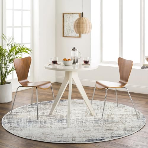 Livabliss Utrecht Abstract Rug - Area Rugs Living Room 160 cm, Dining Room, Lounge, Kitchen, Bedroom - Modern Marble Large Rug, Soft Luxurious Easy Care Medium Pile, Ivory, Grey and Blue