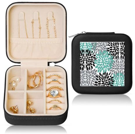 GaxfjRu Dahlia Flower Travel Jewelry Case Organizer for Men and Women - Premium and Stylish Engagement Ring Box
