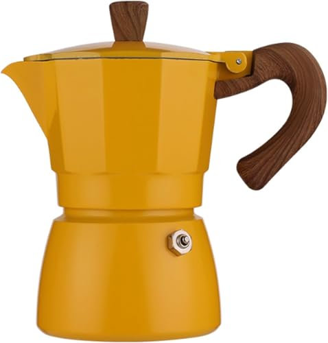 Coffee Pot, Moka Express Italia Collection,Espresso Maker for Gas or Electric Ceramic Stovetop Camping Manual Cuban Coffee Percolator for Cappuccino or Latte (Yellow)