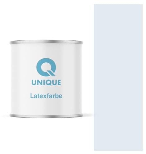 Q UNIQUE Latexfarbe 2L (ca.14m2) Weiß-hellblau Innenfarbe Wandfarbe Deckenfarbe Klasse 3 Mattfarbe Scheuerfest Hohe Deckkraft