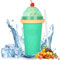 DIY Slushy Maker Cup, Slushy Maker Mug Congelado de Silicona, Maquina de Granizados Cup con Pajita y Cuchara 2 en 1, Quick Vaso para Hacer Granizado para Batido de Frutas, Verde Claro