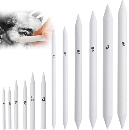 12 Pièces Estompeur Dessin, Stylos Mélangeurs, Estompe en Papier Dessin, Materiel Dessin pour Sketch Crayon Dessin pour Artistes Étudiants, Blanc