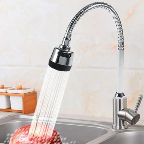 Robinet de cuisine rotatif à 360°, mitigeur d'évier en acier inoxydable, débit d'eau réglable, mode jet anti-goutte