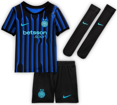 Inter Mailand 2025/26 Stadium Home dreiteiliges Nike Replika-Fußballtrikot-Set für jüngere Kinder, HJ5621