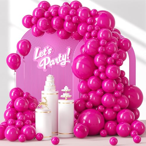 Luftballon Girlande Rosa, 129 Stück Rosa Luftballons Girlande Set, Heißes Rosa Latexballons für Girlanden Bögen Geburtstag Hochzeitstage Abschlussfeiern Dekoration (18/12/10/5 Zoll)