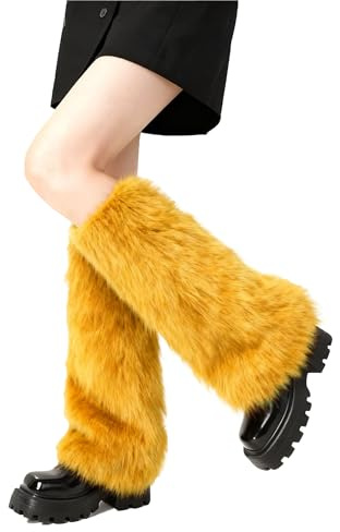 Lina & Lily Women's Winter Faux Fur Leg Warmers Boot Cuffs Covers 40cm Long