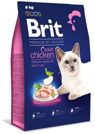 Brit Premium Trockenfutter mit Huhn für Erwachsene Katzen, 8 kg | Unterstützt Harnwege & pH-Balance, leicht verdaulich, mit Huhn, ausgewogen, für ausgewachsene Katzen, fördert Haut & Fell