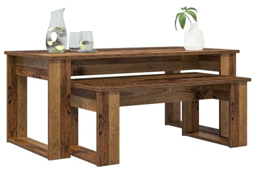 vidaXL Kaffeetisch Set 2 pcs Altholz Holzwerkstoff, Stylisches, rechteckiges modernes Couchtisch-Set für Dein entspanntes Wohnzimmer – Holztische mit cleanem Design!