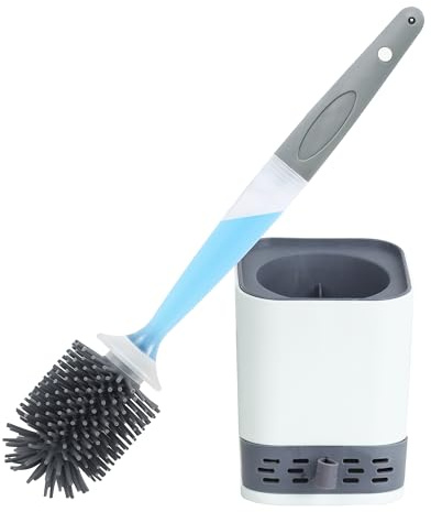 Cepillo de baño WC de Silicona CHICGADGETS, Cepillo y Soporte para Inodoro, Sistema de Limpieza Integrado, Almacena y Libera Agentes de Limpieza, Antibacteriano, Antigoteo, Secado rápido, Inodoro
